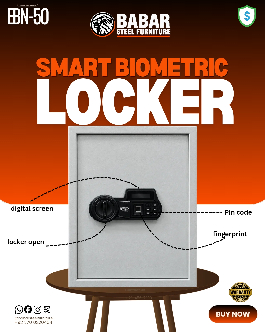 EBN-50 Smart Biometric Vault (Titanium Grey)